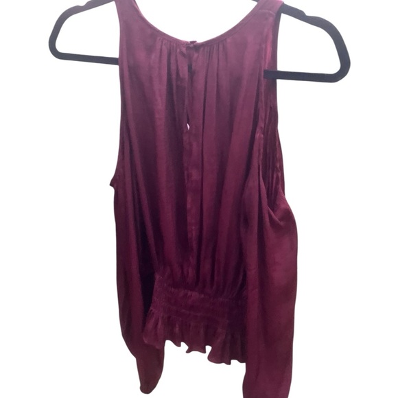 DO+BE Womens Cold Shoulder Blouse Burgundy Wine Size Small Feminine Goth - Picture 7 of 8